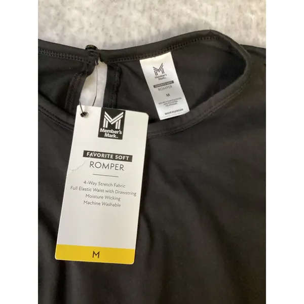 Members Mark Favorite Soft Romper Women Medium Black Short Sleeve Activewear NWT - Image 2