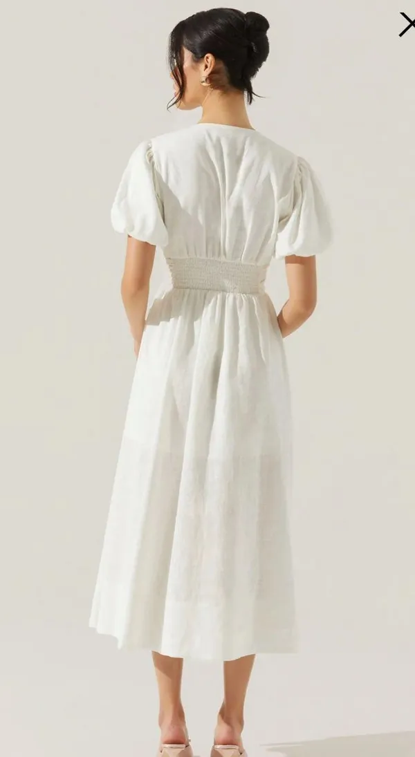 ASTR the Label White Midi Linen Dress - Image 3