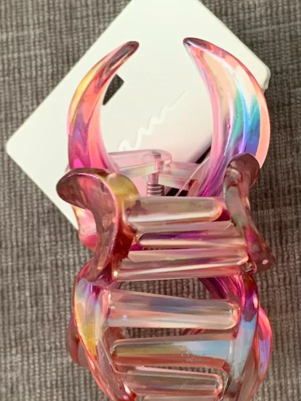 Iridescent Pink Flower Hair Clip - Women Accessories - Image 3