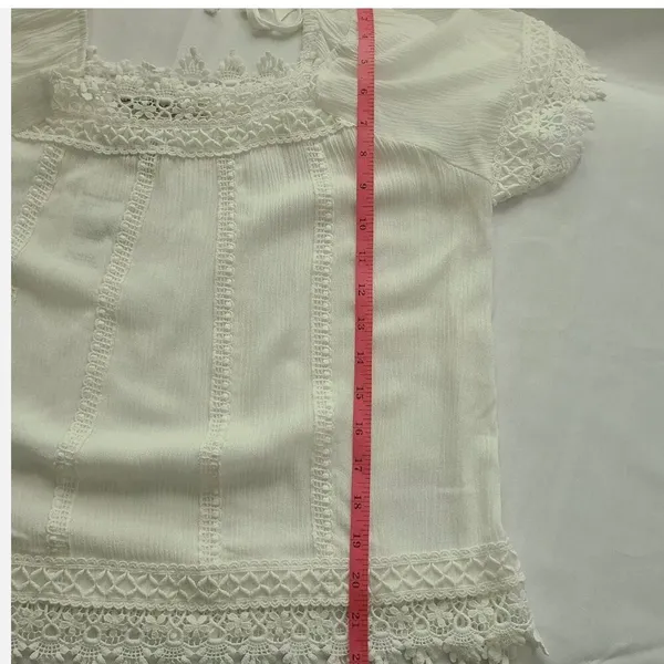 NWT American Rag White Crochet Detail Square Neck Short Sleeve Women's Small‎ - Image 7