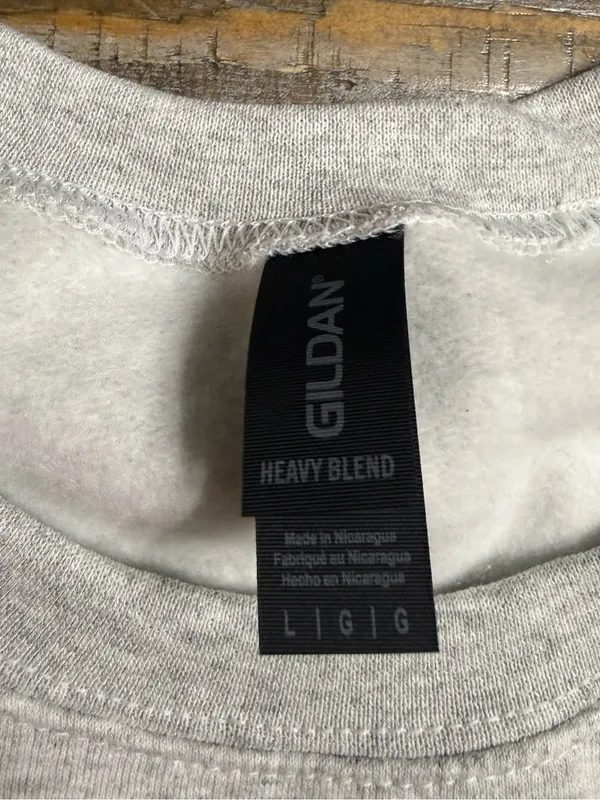 Gildan Gray Crewneck Sweatshirt with Pink Ghost Graphic - Image 2