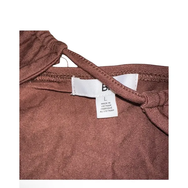 BP. Naomi Halter Top Womens Sz L Brown Rayon Stretch Crossed Straps Comfortable - Image 2