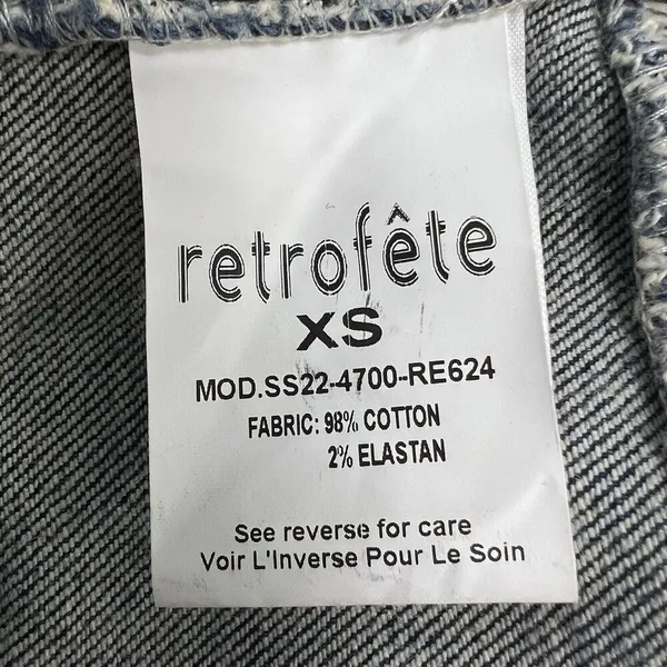 Retrofête Megh Strapless pleated Denim Mini Dress Marble Sky Button Front XS - Image 11