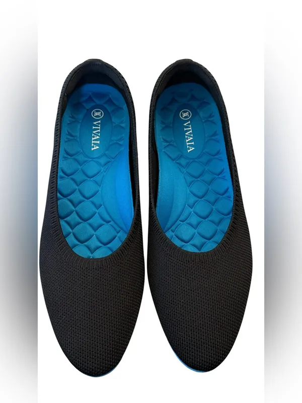 VIVAIA Ballet Flats 38.5 US 7.5 Women’s Aria Walker Black Blue Comfort Slip On - Image 7