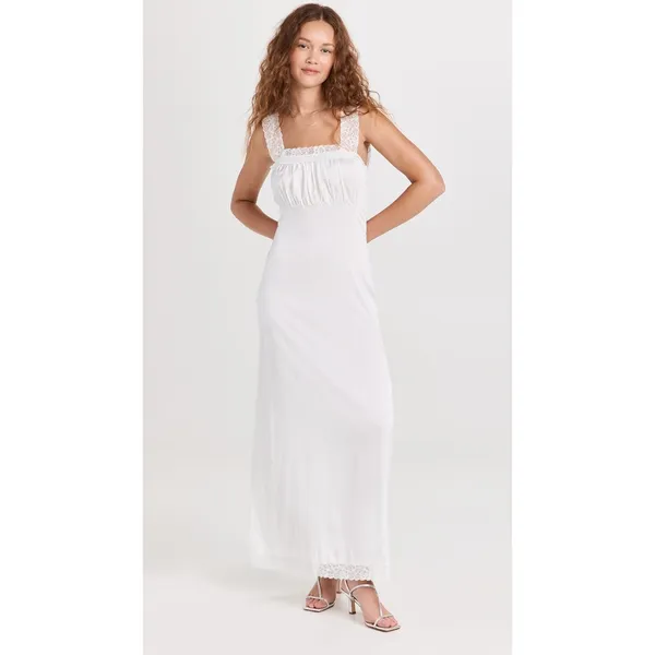 Lioness Vintage Ballerina Porcelain White Lace Trim Sleeveless Maxi Dress Size M - Image 3