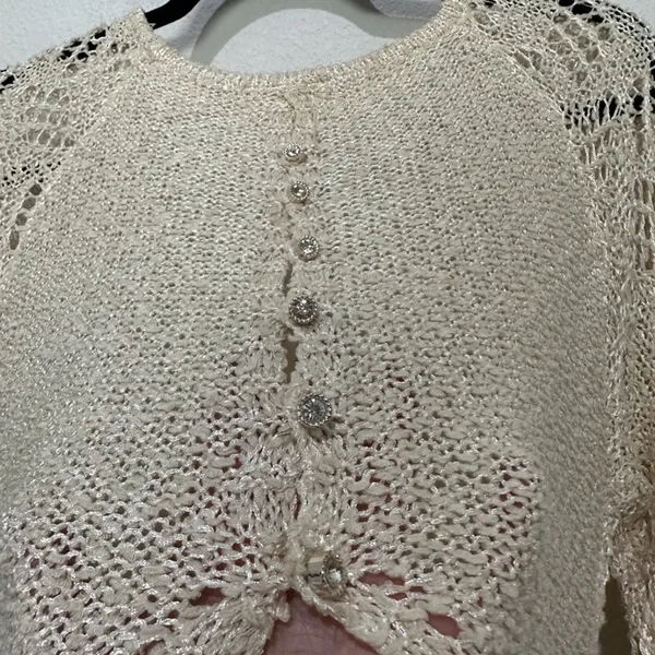 Altar'd State Cream Crochet Tunic Sweater/Mini Dress, size M/L - Image 8
