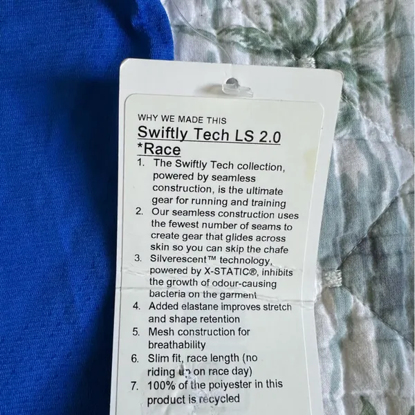 Lululemon Swiftly Tech Long Sleeve Shirt 2.0 Race Length Blazer Blue Tone 6 NWT - Image 6