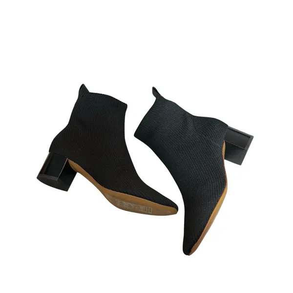 Everlane The Glove Boot Black Knit Sock Ankle Boots Block Heel Women’s 7.5 - Image 4
