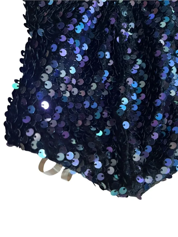 SO Clothing Velvet Black & Purple Sequin Strapless Bustier Top Disco Bling sz S - Image 4