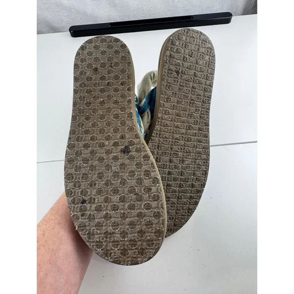 Sanuk Yoga Sling Sidewalk Surfers Womens 7 Blue White Geometric Boho Comfort‎ - Image 3