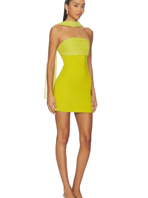 superdown Strapless Mini Dress with Scarf Trim - Image 2