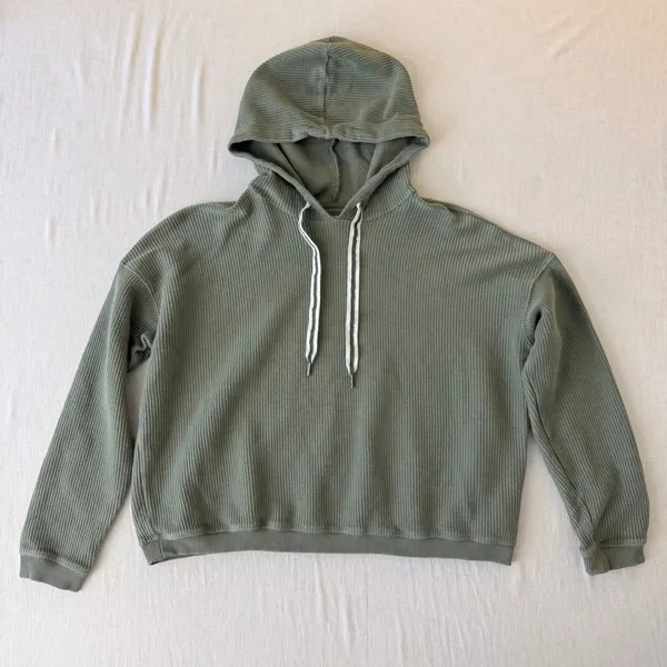 Aerie New Love Corded Hoodie M Sage Green Oversized Cozycore - Image 8