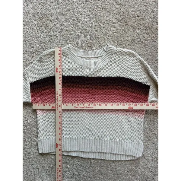 Aeropostale Cropped Knit Sweater Small Ombre Stripe Chunky Textured Pullover S - Image 3