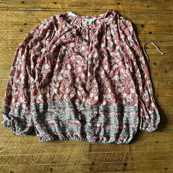Lucky Brand floral lightweight boho peasant blouse - Image 5