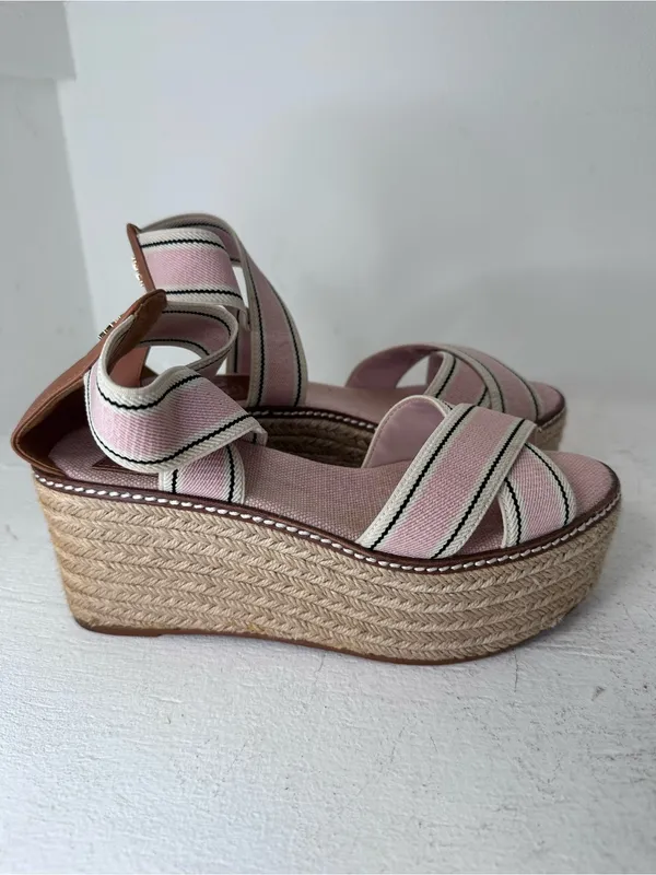 Tory Burch Pink Espadrille Wedge Sandals - Image 3