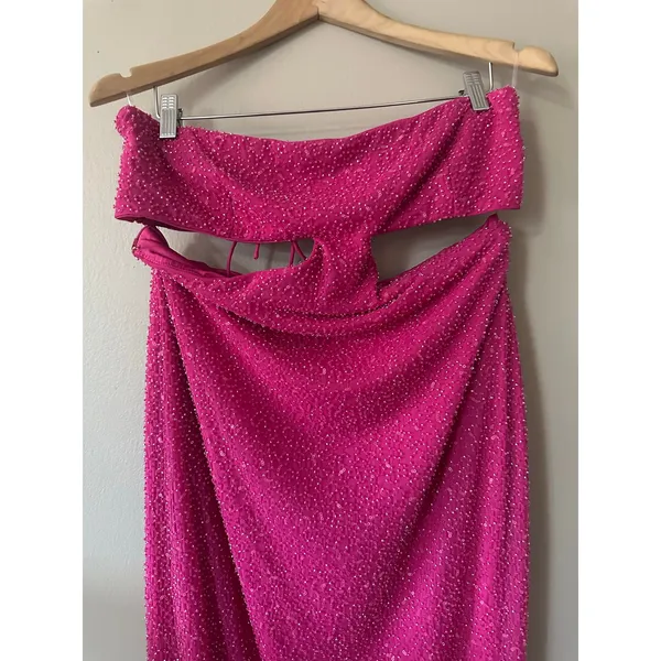 Oh Polly Embellished Cut Out Provence Maxi Dress in Fuchsia Size 12 - Image 4