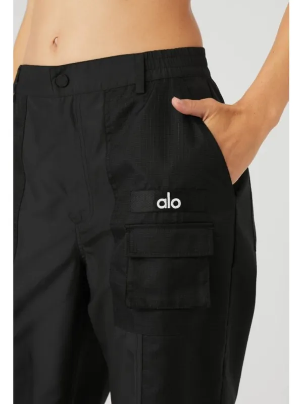 Alo Blaze Trouser Pants Black High-Rise Waist Cargo Windbreaker Hiking Edgy S - Image 3