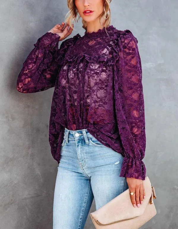 VICI | Rosa Velvet Lace Babydoll Top - Image 2