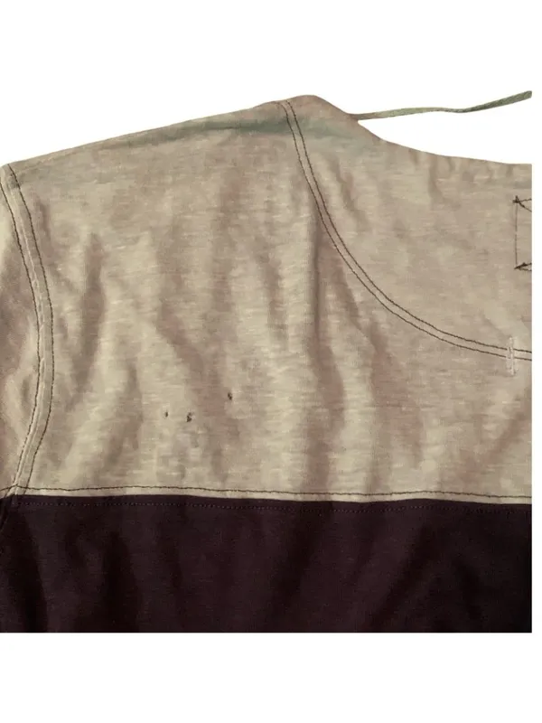 We The Free People Size S Womens Two Tone V Neck Oversized Baseball Tee Top Boho - Image 8
