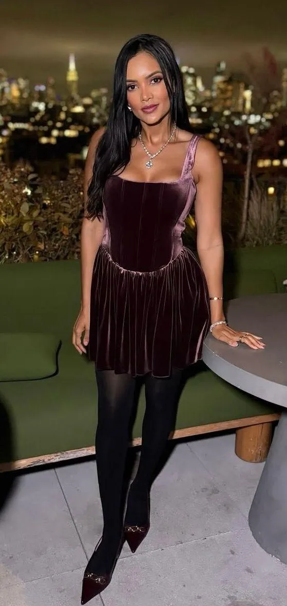 Zara Dress mini corset Velvet in Rich Purple Wedding party holiday - Image 5