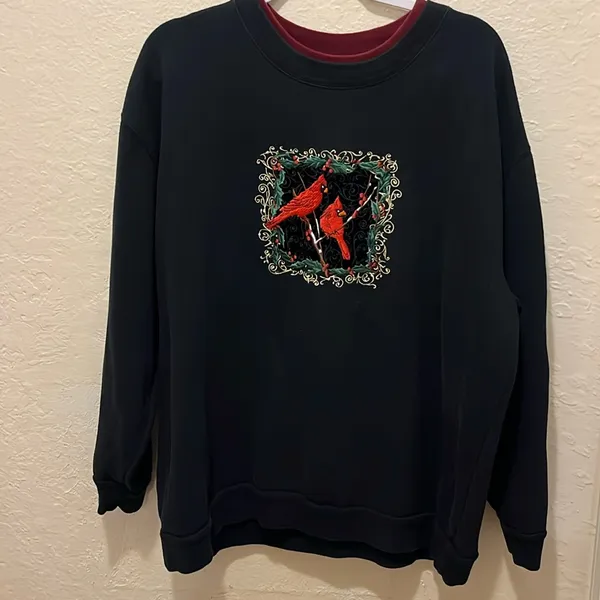 Vintage Embroidered Cardinal Grandma Sweater - Image 3