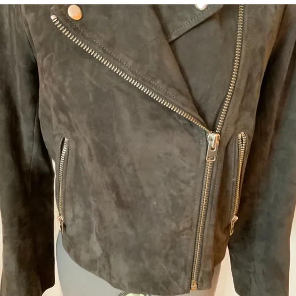 Sale! Topshop Genuine Coffee Brown Suede Moto Jacket Us6 - Image 16