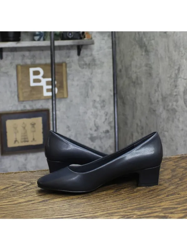 NWT Easy Street Womens Block Heel Faux Leather Pumps PRIM Navy Blue 7M - Image 8