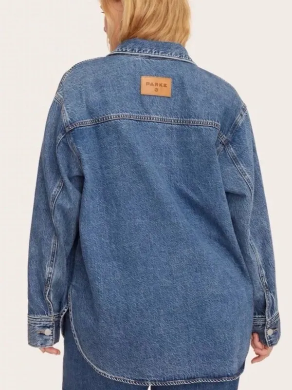 Parke X Target Light Wash Long Sleeve Jacket Denim Shacket Shirt Small - Image 2