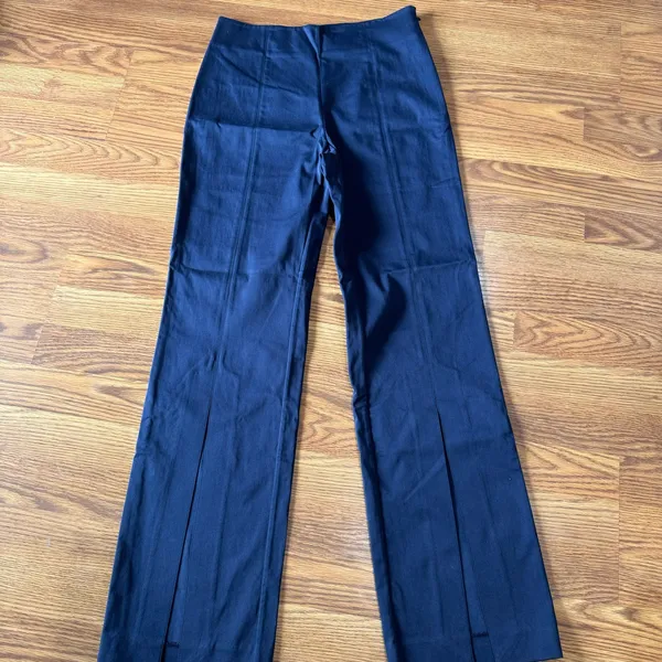 Jonathan Simkhai Midnight Black Front Slit Tailored Pants Small 6 Blue - Image 13