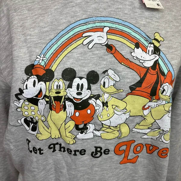 NEW Disney Mickey Mouse Goofy Minnie Grey Long Sleeve Sweatshirt Sweater Top S - Image 4
