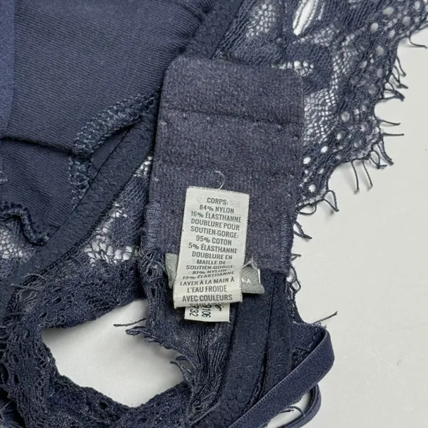 Aerie Navy Blue Lace Bralette Medium Criss Cross Adjustable Straps Coquette - Image 3