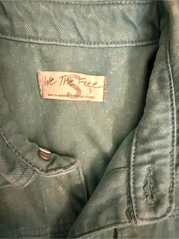 We The Free Marci Mint/Aqua Denim Overalls Jumpsuit Size Small - Image 4