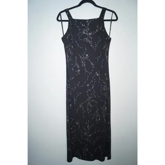 Breakin' Loose Vintage Y2K Maxi Dress Black Floral with Shimmer Size 9/10‎ - Image 4