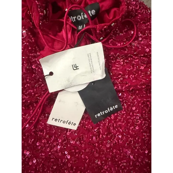 Retrofête Mich Sequin Mini Dress‎ Ruby Pink Size Medium  NWT - Image 4