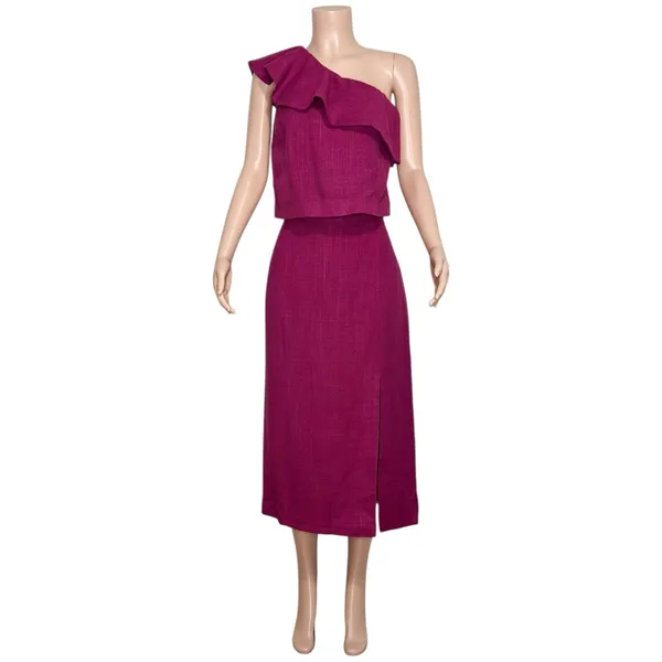 SÉZANE Elea One Shoulder Blouse, Magenta, FR40/US8 - Image 11
