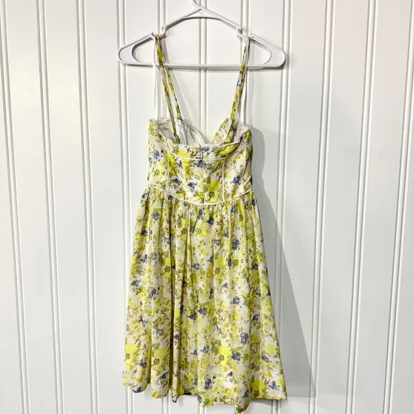 GIANNI BINI Dress‎ Women Size 0 Mini Sleeveless Floral Yellow Summer Polyester - Image 5