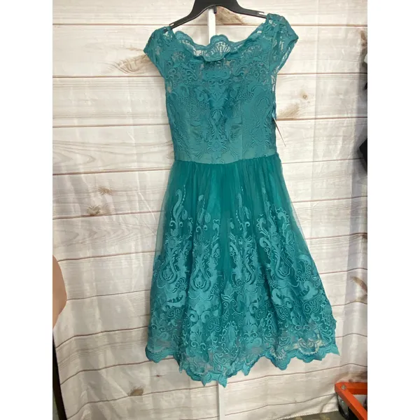 NWT Chi Chi London Teal Green Knee Length Sheath Cocktail Dress XS - Image 2