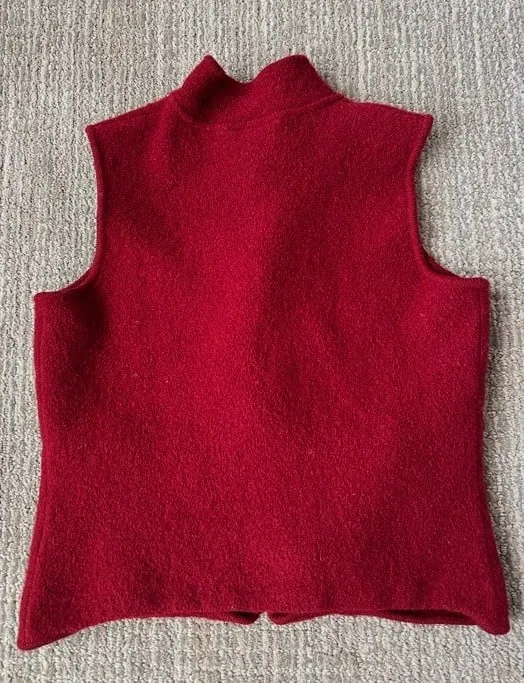 Talbots Red 100% Wool Zip Front Fleece Vest Women’s Size S Classic - Image 7