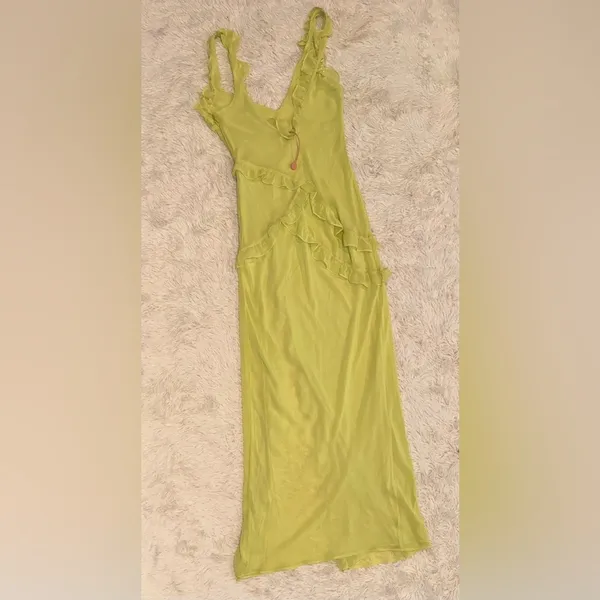 NWOT House of CB Pixie Lime Green Ruffle Maxi Dress sz XS - Image 6