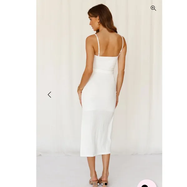 Hello Molly White Ways I Loved You Knit Midi Dress Tie Waist Size S Minimalist - Image 3