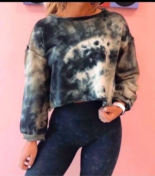 POL Tie Dye Cropped Oversized Sweatshirt Size Large - Image 2