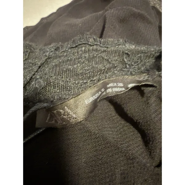 Zara Collection Y2K Lace Trim Tank Sheer Black Fairy Asymmetrical Top Whimsigoth - Image 8
