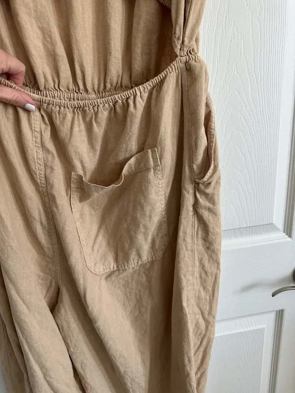 Sleeveless Universal Thread V-Neck Wide-Leg Jumpsuit in Tan - Image 6