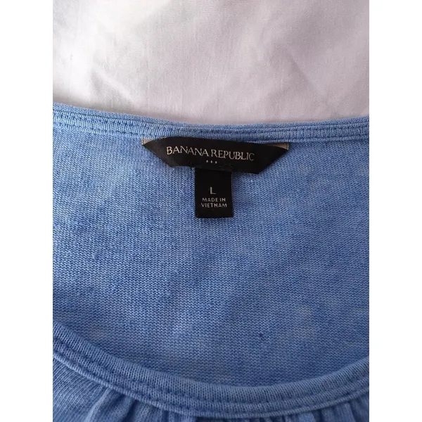 Banana Republic Light Blue Linen Blend Short Sleeve Top Size L - Image 2