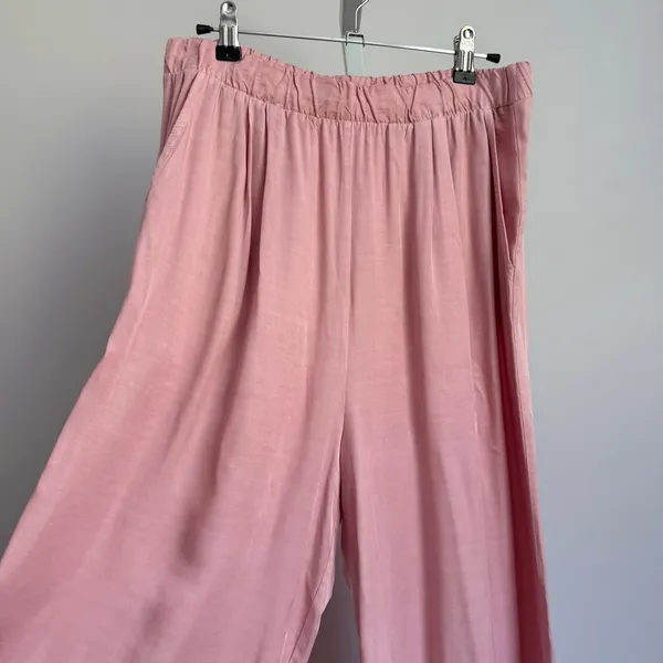 Stateside Wide Leg Lounge‎ Pants Elastic Waist Pockets Pink Size M - Image 2