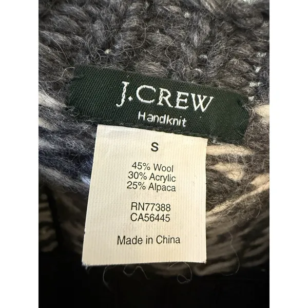 J.Crew Handknit Sweater Womens Sl Gray Excellent Wool Alpaca Snowflake Fair Isle - Image 4
