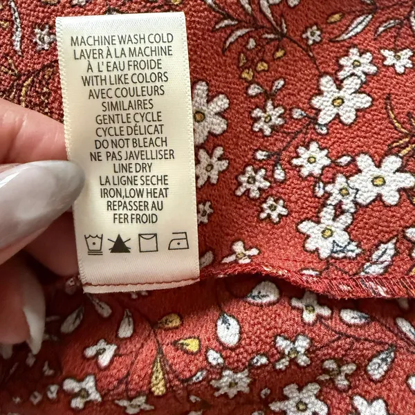 Max Studio Rust Floral Ruffle High Low Wrap Midi Dress Romantic Boho Summer Sz S - Image 8