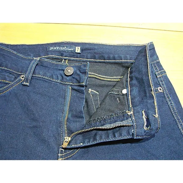 Just USA Womens Blue Dark Wash Pockets Stretch Denim Flared Jeans Size 7 PS213 - Image 4