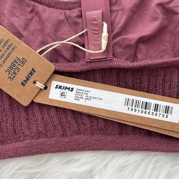 Skims Sheer Knit Bralette Beet Size Large - Image 8