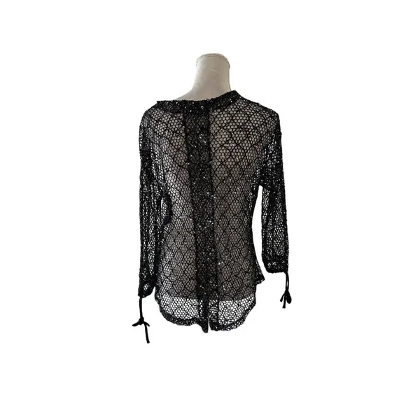 Kaktus Y2k Toggle Closure Lace Knit Open Front Cardigan Front Goth Fairy Sz XL - Image 2